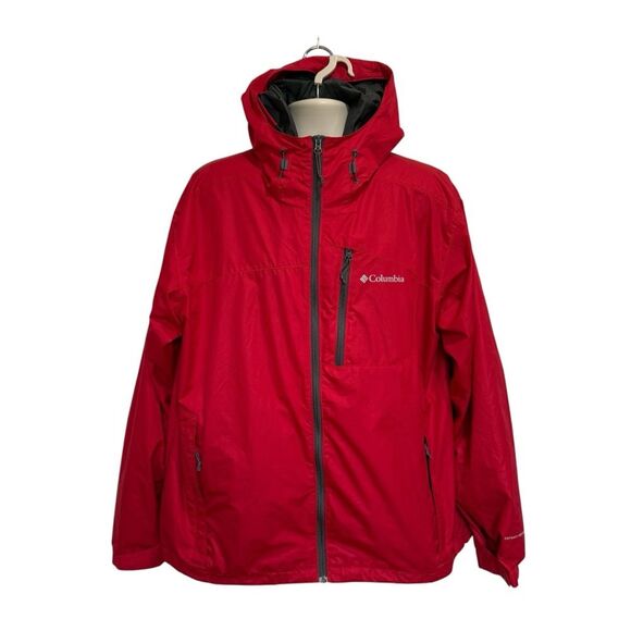 Columbia Men’s Hooded Omni-Shield Water Resistant Jacket Red Sz XL - Picture 1 of 14